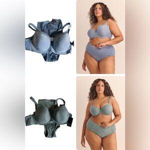 Pennington’s Voglio Bra and Panty Lot of 2 - 42C and 2XL Blue and Green
